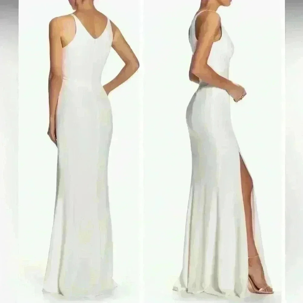 Dress the Population- NWT Iris Slit Crepe Gown / Size XS /Color Off - White